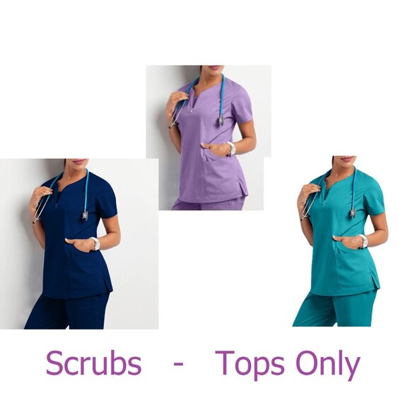 Premium Medical Scrubs Tops Only Comfort Fit Straight & Side Pockets 3 colors - Picture 1 of 4